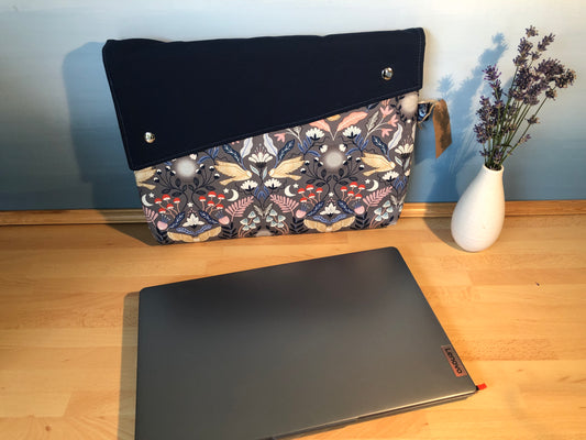 owl and silver moon laptop sleeve for 17 inch screen