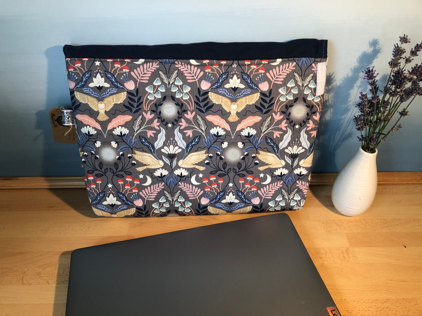 owl and silver moon laptop sleeve for 17 inch screen