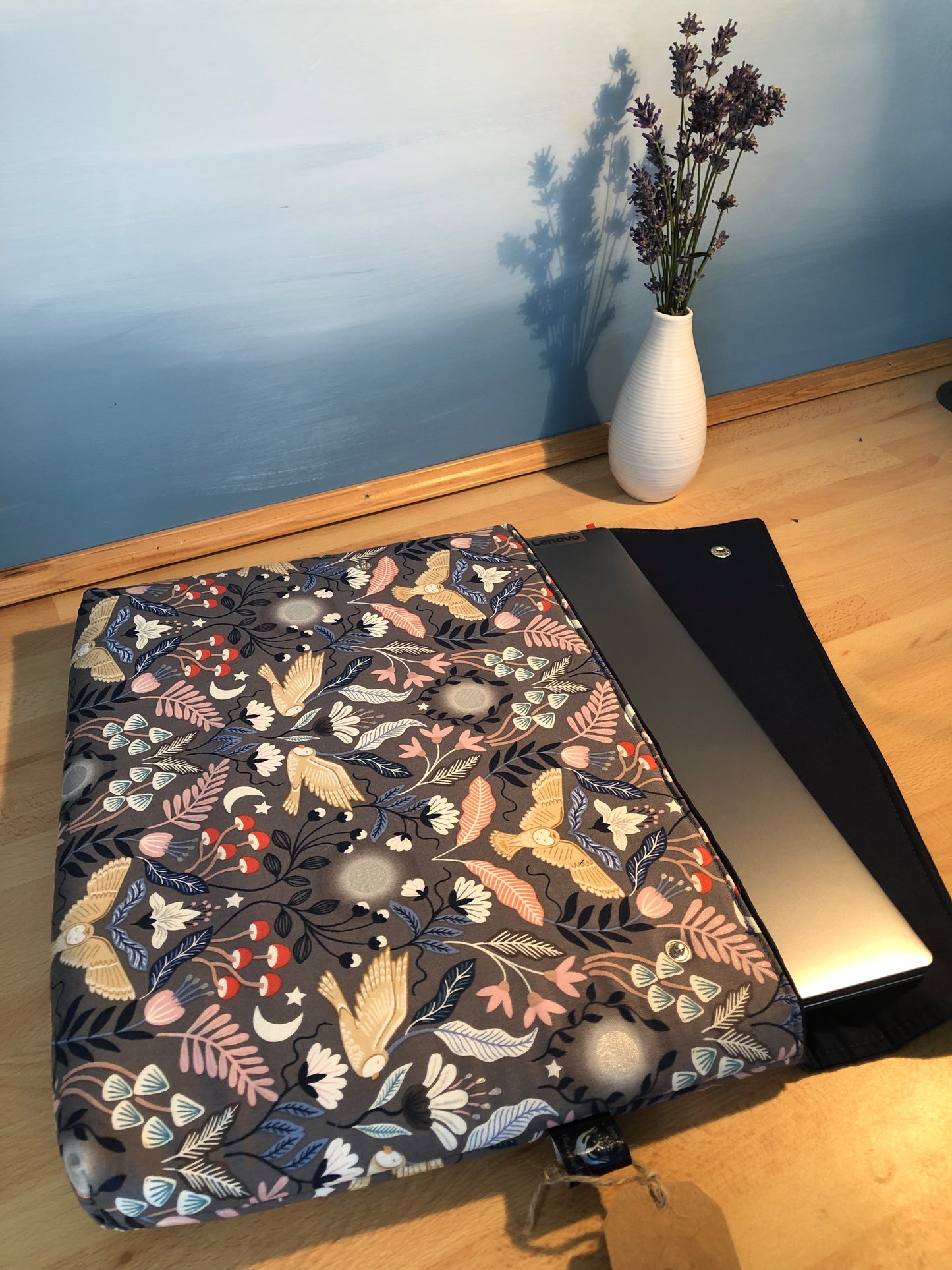owl and silver moon laptop sleeve for 17 inch screen