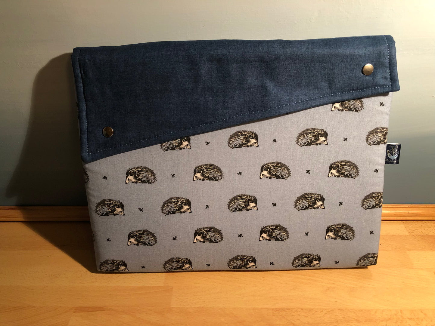 Blue hedgehog laptop sleeve for 15" laptop (Mac Book Air 15). Make your latop stand out!