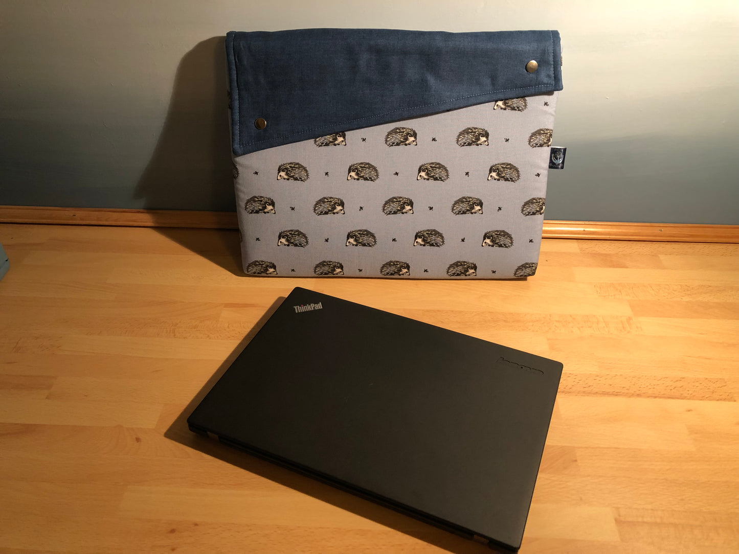 Blue hedgehog laptop sleeve for 15" laptop (Mac Book Air 15). Make your latop stand out!