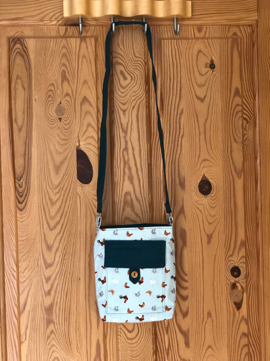 teal chicken cross-body bag